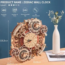 Rokr Exquisit Zodiac Wall Clock Jigsaw 3D Wooden Puzzle for Adult Gifts Toys