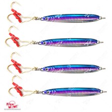 4pcs 100g fishing trolling knife flutter jig 3.5oz butterfly 4x Assist Hook New