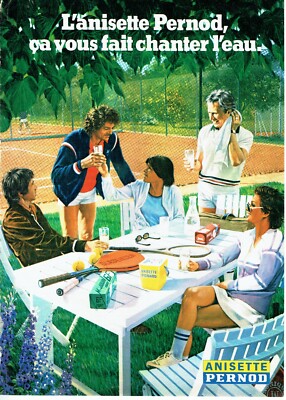 Werbung Advertising 320 1979 Anisette Pernod, der das Wasser singen lässt Tennis