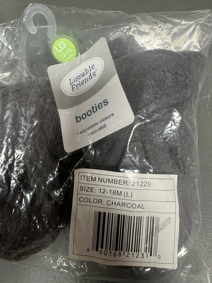 Luvable Friends Cozy Booties - Charcoal - XL= 18-24 Months - Image 4 of 4