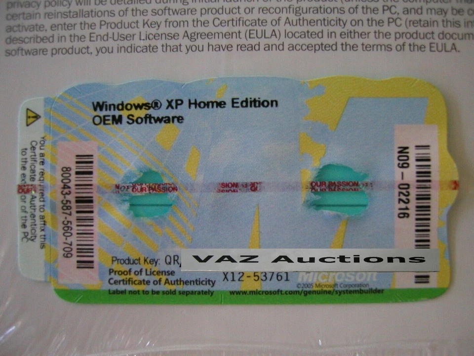 MICROSOFT WINDOWS XP HOME FULL w/SP3 OPERATING SYSTEM OS MS WIN =NEW & SEALED= - Image 3 of 3