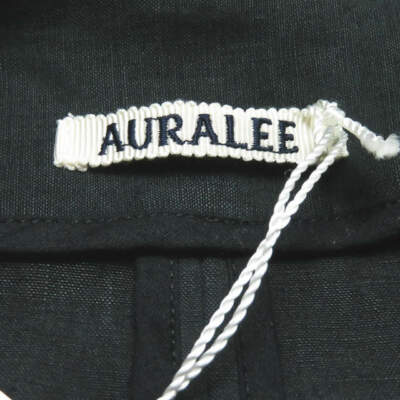 AURALEE WASHED LINEN BELTED JACKET 黒17ss AURALEE 17SS Japan WASHED LINEN NO COLLAR COAT A7SC04LP 0