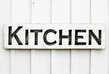Kitchen Sign - Carved in a Solid Wood Board Rustic Distressed Farmhouse 