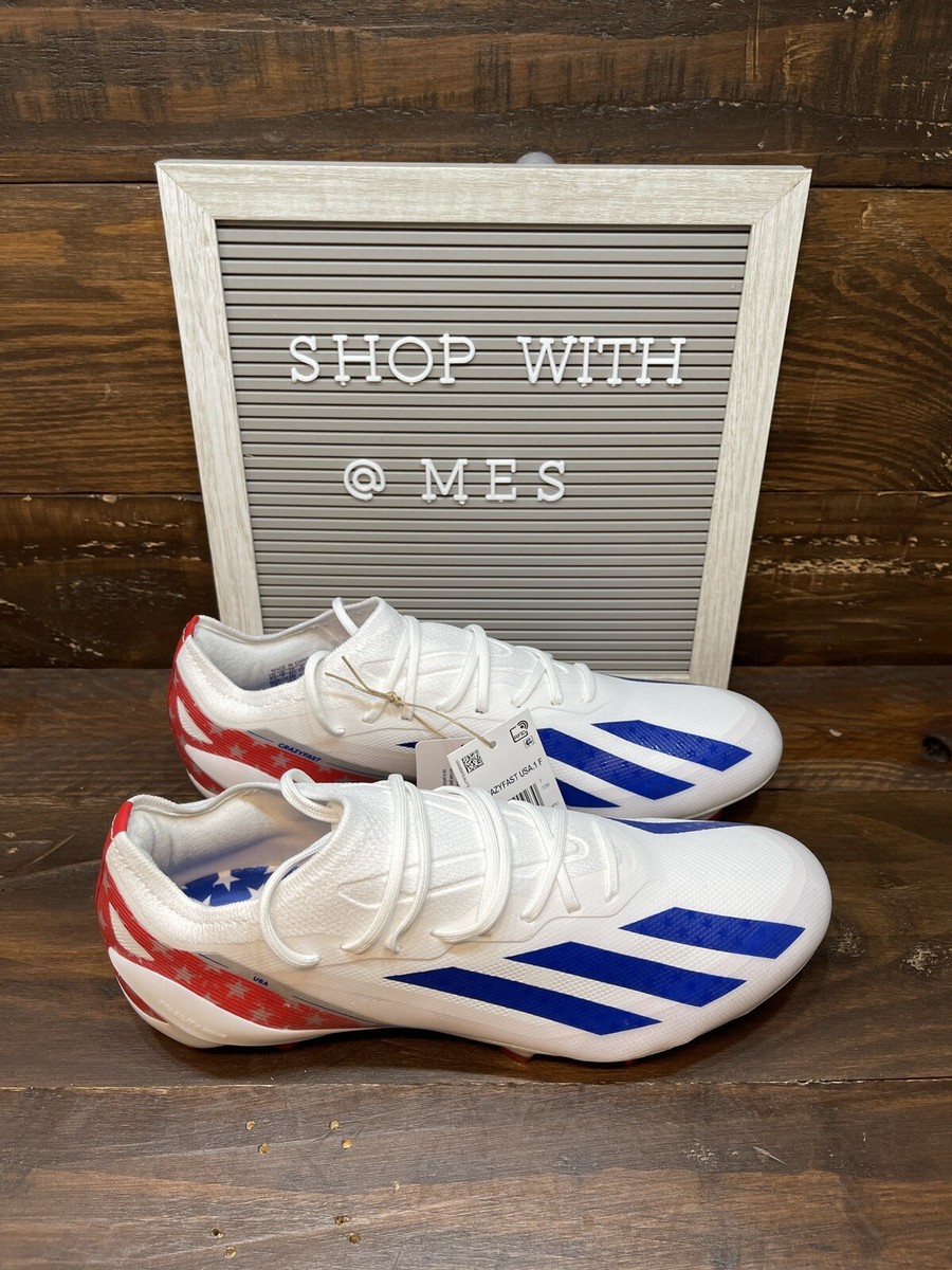 7 Mens Adidas X CRAZYFAST.1 FG 'USA' Color Red Blue White Cleats