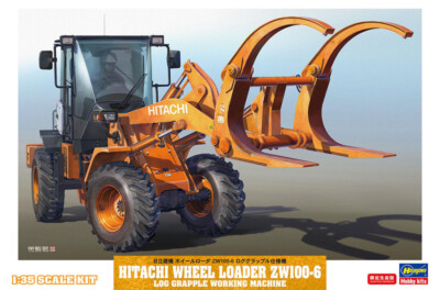 Modellauto Hasegawa HITACHI Radlader ZW100-6 Holzgreifer Maßstab 1:35