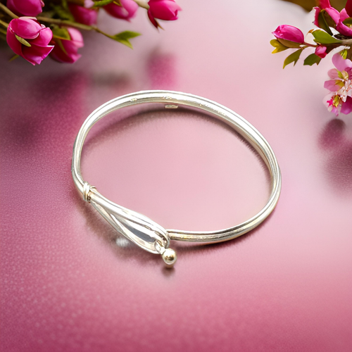 Tiffany & Co Sterling Silver, 18K Gold Hook And Eye Loop Love Bangle Bracelet - 第 1/6 張圖片