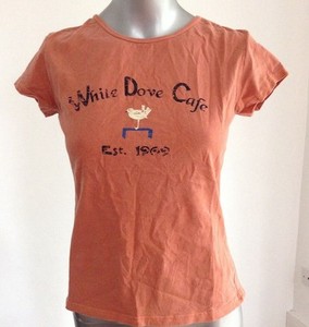 NEW-GAP-LADIES-WHITE-DOVE-CAFE-ORANGE-TOP-TEE-T-SHIRT-UK-6-8-10-12-CO49