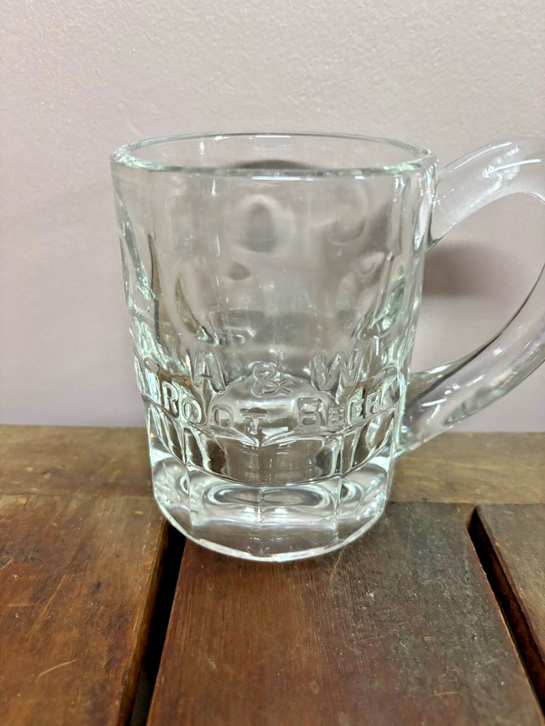 Vintage A&W Root Beer Mid Size Clear Raised Letter  Original