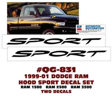 QG-831 1999 2000 2001 DODGE RAM - SPORT HOOD DECAL SET - LICENSED