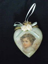 Vintage Cherub Angel Heart Christmas Ornament