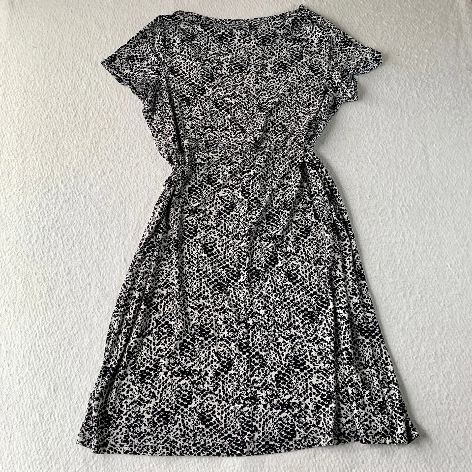 Vestido George elástico para mujer L grande 12-14 negro blanco calce acampanado lazo elástico Foto 2 de 4