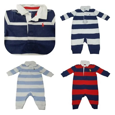 Ex Ralph Lauren Polo Boys Unisex Romper New Newborn Blue Sky Royal Nvy - 12-18 m