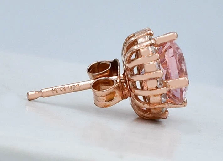 PENDIENTES DE PLATA 925 GENUINOS DE MORGANITA Y ZAFIRO BLANCO DE 6,40 quilates - nuevos con etiquetas Foto 4 de 4