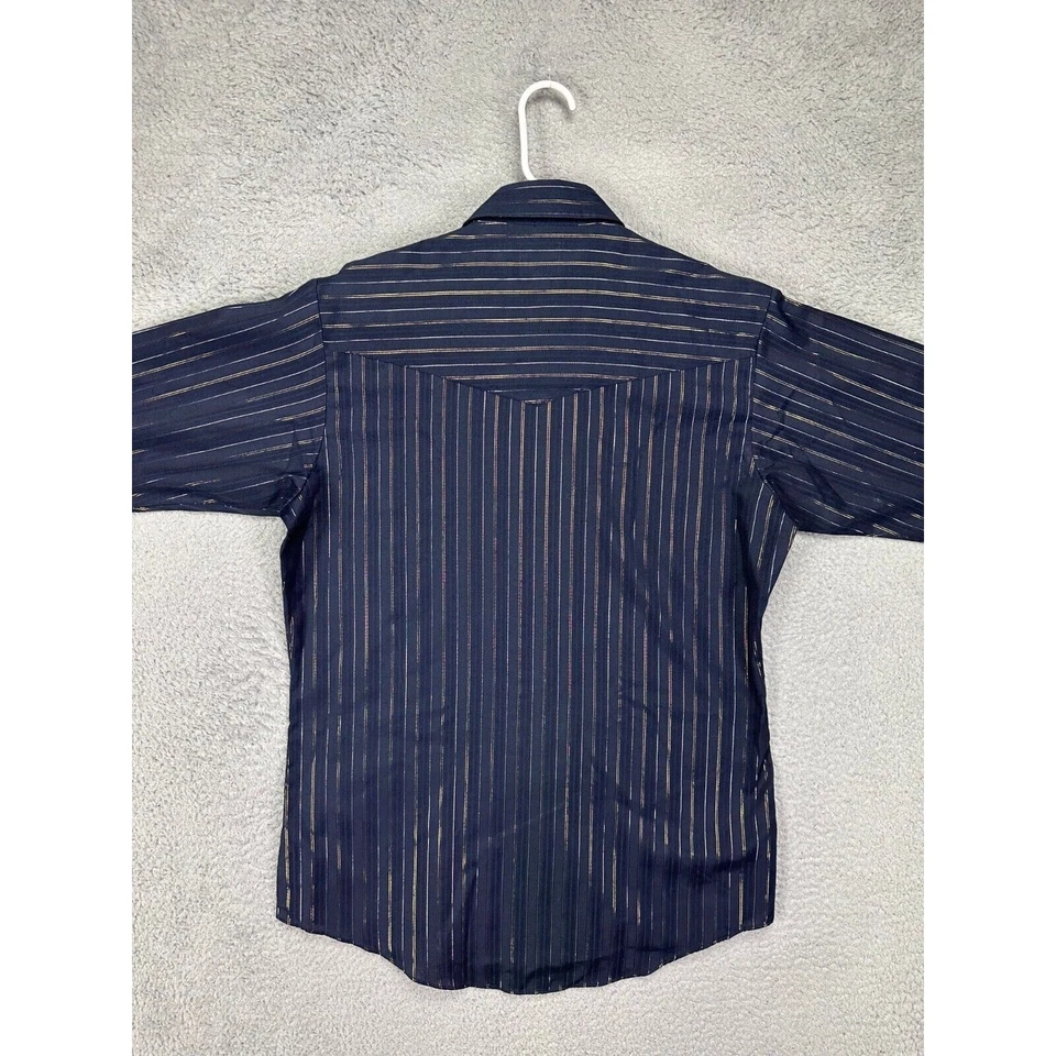 Camisa Elly Cattleman Para Hombres Mediana 15.5-33 Azul Marino Vestido Vaquero Occidental Perla A Presión Foto 2 de 4