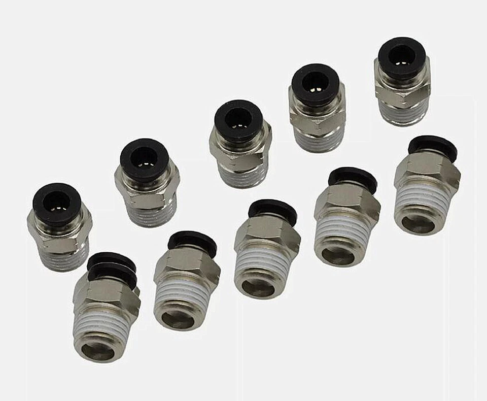 10Pc 1/4" OD Tube X 1/4" NPT Pneumatic Fitting, Push to Connect Air Fitting Part - Image 3 of 4