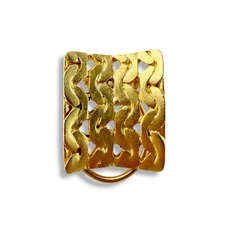 Vintage Woven Chain Link Matte Goldtone Golden Scarf Clip