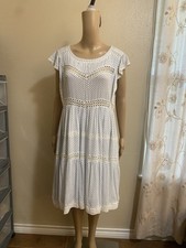 FREE PEOPLE NWT $128 CROCHET TRIMMED IVORY FLORAL PRINT DRESS SMALL