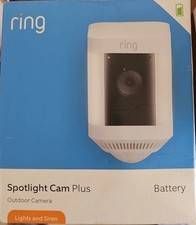 Ring Spotlight Cam Plus Battery Powered Outdoor Camera Lights and Siren White
