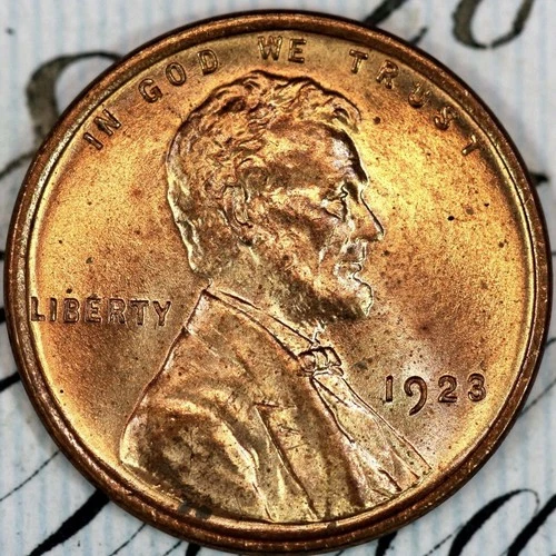 1923-P SUPERB+ BLAZING RED GEM BU MS LINCOLN WHEAT PENNY DC422 FROM HOARD