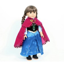 Vestido Anna Frozen con Capa 18" Ropa para Muñeca Se Adapta a Muñeca American Girl