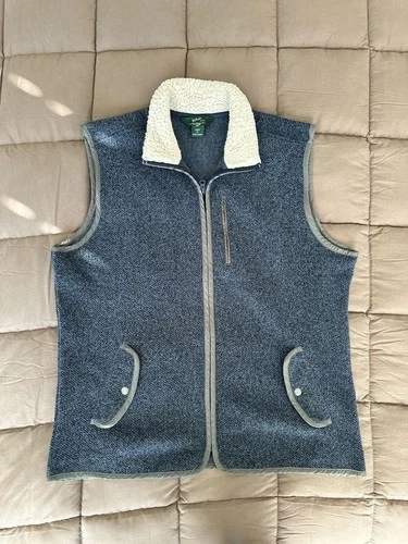 Woolrich Mens Fleece Vest Size XL Indigo Blue Heather Sherpa Collar 18408 - product listing photo