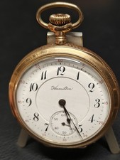 Antique 1907 Hamilton Railroad Grade 17-jewel grade 974 Gold Platd Runs