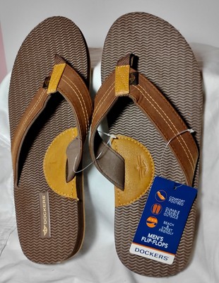NEW Dockers Mens Brown Flip Flop Sandals Size XL 11-12 Arch  display picture 3