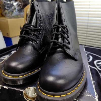 Dr. Martens 1460 Pascal Bape Boots Black Bape Smooth Yellow Stitch