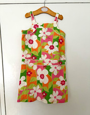 Gymboree Girls Floral Multicolor A-Line Dress Size 8 Cotton Lined Square Neck
