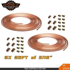 2 x Copper Nickel Brake Line Tubing Kit 3/16 OD 25 FT Coil Roll All Size Fitting