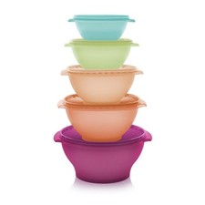 NEW Tupperware Servalier Salad Serving Bowl Set of 5 CLASSIC COLORS, BPA FREE 