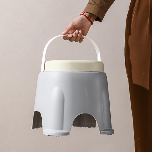 Toliet Stool with Handle Stackable Shoe Bench for Kitchen Household Bedroom - Picture 4 of 7