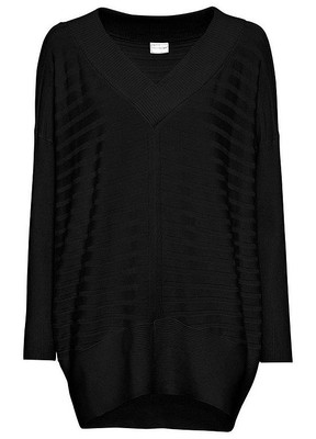 Oversize-Pullover im geripptem Look Gr. 36/38 Schwarz Damen Langarm-Pulli Neu*