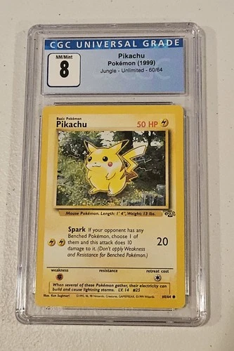 Pokémon TCG Jungle Pikachu Card Red Cheeks, Unlimited Common, 60/64 CGC 8