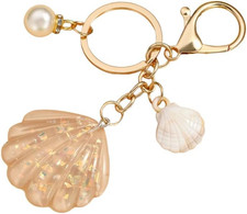 Shell Beach Keychain for Women Colorful Glitter Seashell Charms Keyring Sea-Them