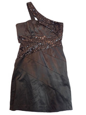 bisou bisou Michelle Bohbot Womens Size 10 Black Satin Sequin One Strap Cocktail