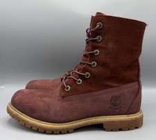 Timberland JAYNE TEDDY Fleece Burgundy Fold-Down WP Boots Womens Size UK 5