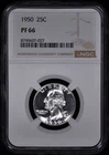 1950 Proof Washington Quarter 25c NGC PF66 (PR66) White & Spotless!