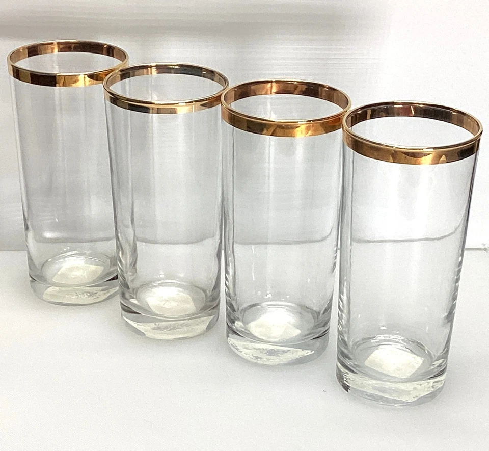 Juego de vasos de cristal checo con borde dorado de anclaje de colección 4 barras vajilla de boda Foto 2 de 4