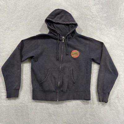 Santa Cruz Full Zip Hoodie Unisex Medium Shrunk Sweatshirt Blue