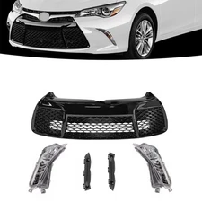 Front Grille +Bumper Cover Retainer +Turn Signal Lamp For 2015-2017 Toyota Camry