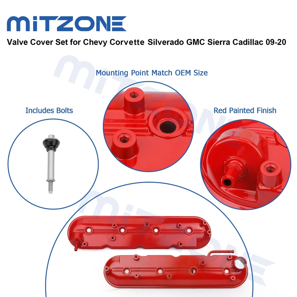 2PCS Valve Cover Set for Chevy Corvette Silverado GMC Sierra Cadillac 09-20 V8🚗 - Image 4 of 4