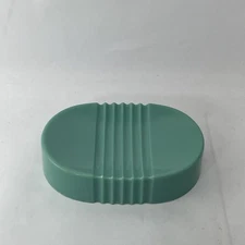 Vtg MCM Bakelite Kitchen Bathroom Bar Soap Dish Oval Green Plastic 5.25in