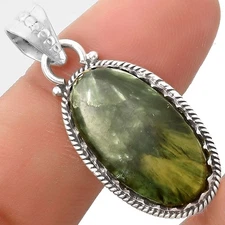 Natural Russian Seraphinite 925 Sterling Silver Pendant Jewelry P-1515