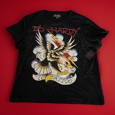ED HARDY  77 Tattoo Rhinestone Eagle   Black T-Shirt Men  s Extra Large XL NWT