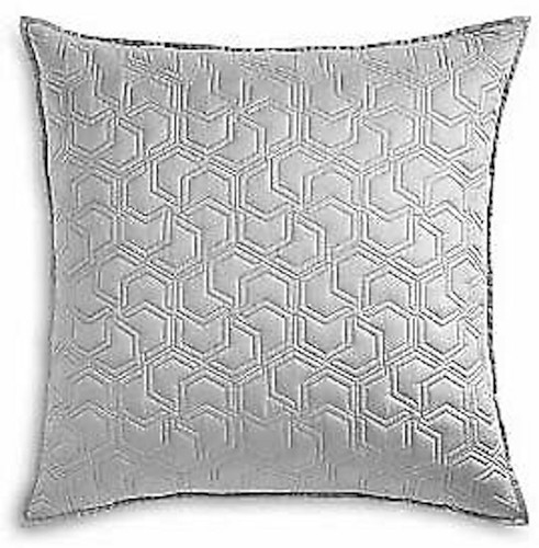 Oake Hexagon Geometric Quilted Cotton Euro Pillow Sham Grey NWT - Picture 4 of 4