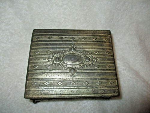 Vintage~Jewelry Box~Silver~Footed~4 3/8" x 3 5/8" x 2.0"~Occupied Japan~1940's - Picture 4 of 10