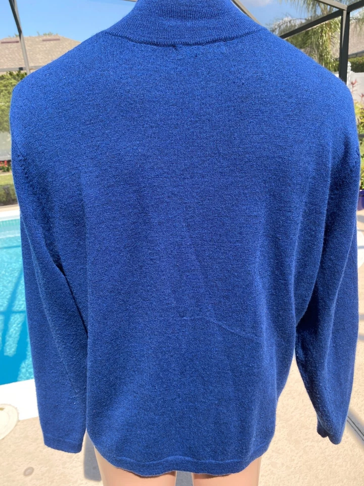 Garret Scott Extra Fine Merino 1/2 Zip Blue Sweater Mens L Large - Image 3 of 3
