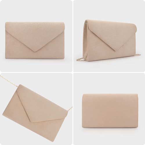 Clutch Purse Evening Bag for Women Evening Wedding Party Velvet Suede Nude - Bild 7 von 7