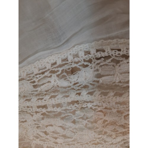 Antique Wedding Dress 1900's White Cotton Fabric Crochet Lace - Picture 12 of 13